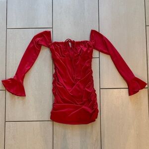 Elegant Red Off-Shoulder Bodycon Dress